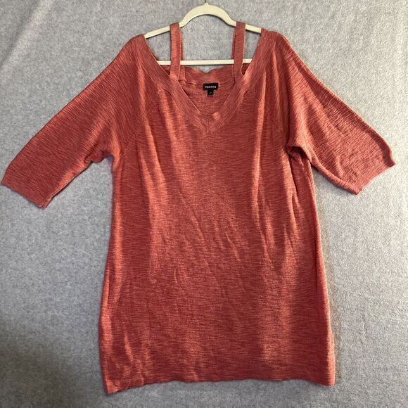 Torrid 3‎ Cold Shoulder Black Women's Plus Sweater Coral Thread - Picture 1 of 7